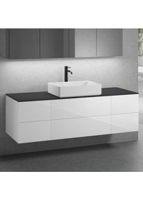 neoro n50 Ensemble de meubles l : 160 cm, 6 tiroirs, lavabo l : 58 cm blanc mat,, BN0065WM+BN0422WH+2#BN0420WH+BN0405BM,