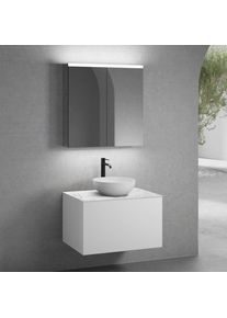 neoro n50 Meuble bas l: 80 cm, 1 tiroir, vasque Ø 40 cm blanc mat, avec armoire de toilette,, BN0064WM+BN0432WM+BN0402C1+BN0473MI,