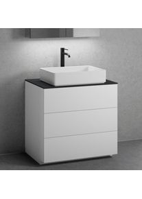 neoro n50 Meuble bas l : 80 cm, 3 tiroirs, lavabo l : 58 cm blanc mat,, BN0065WM+BN0452WM+BN0402BM,