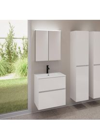 evineo ineo5 evo Meuble bas l: 60 cm, 2 tiroirs, vasque slim blanche, avec armoire de toilette ineo,, BE0834WH+BE0956WH+BEA001MI,