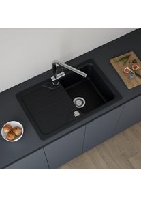 evineo line 100 &Eacute;vier de cuisine avec surface de d&eacute;pose lat&eacute;rale l: 78 P: 50 cm, r&eacute;versible, FOD100SBL,