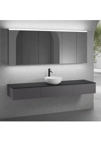 neoro n50 Ensemble de meubles l : 200 cm, 3 tiroirs, vasque &Oslash; 40 cm blanc mat, avec armoire de toilette,,