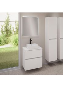 evineo ineo5 evo Meuble bas l: 60 cm, 2 tiroirs, vasque ineo7 l: 37,5 cm, blanc, avec miroir éclairé ineo,, BE0940WH+BE0956WM+BE0962WM+BEA009MI,