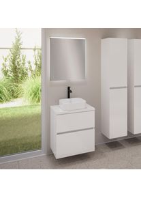 evineo ineo5 evo Meuble bas l: 60 cm, 2 tiroirs, vasque ineo7 l: 37,5 cm, blanc, avec miroir éclairé ineo,, BE0940WH+BE0956WH+BE0962WH+BEA009MI,
