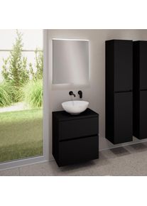 evineo ineo5 evo Meuble bas l: 60 cm, 2 tiroirs, vasque ineo3 Ø 41,5 cm blanche, avec miroir éclairé ineo,, BE0930WH+BE0956BM+BE0962BM+BEA009MI,