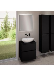 evineo ineo5 evo Meuble bas l: 60 cm, 2 tiroirs, vasque ineo6 l: 52 cm, blanc, avec miroir éclairé ineo,, BE0932WH+BE0956BM+BE0962BM+BEA009MI,