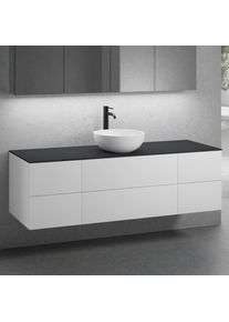 neoro n50 Ensemble de meubles l : 160 cm, 6 tiroirs, lavabo &Oslash; 40 cm blanc mat,, BN0064WM+BN0422WM+2#BN0420WM+BN0405BM,