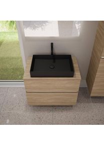 evineo ineo5 evo Meuble bas l: 80 cm, 2 tiroirs, vasque ineo7 l: 60,5 cm, noir mat,, BE0957OA+BE0963OA+BE0937BM,