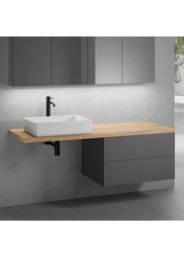 neoro n50 Ensemble de meubles l : 160 cm, meuble bas l : 80 cm, 2 tiroirs, lavabo l : 58 cm blanc mat,, BN0065WM+BN0422GR+BN0405W1,