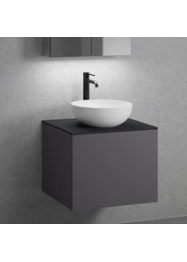 neoro n50 Meuble bas l : 60 cm, 1 tiroir, lavabo Ø 40 cm blanc mat,, BN0064WM+BN0431GR+BN0401BM,