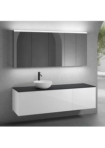 neoro n50 Ensemble de meubles l : 180 cm, 2 tiroirs, vasque &Oslash; 40 cm blanc mat, avec armoire de toilette,,