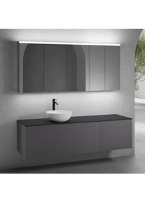 neoro n50 Ensemble de meubles l : 180 cm, 2 tiroirs, vasque Ø 40 cm blanc mat, avec armoire de toilette,,