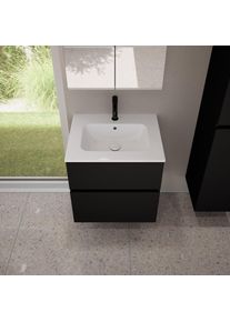 evineo ineo5 evo Meuble bas l: 60 cm, 2 tiroirs, vasque slim blanche,, BE0834WH+BE0956BM,