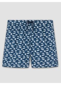 Paul & Shark Grote Maten - Paul & Shark - Sneldrogende zwembroek met haaienprint en trekkoord - 5XL