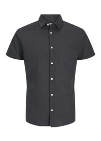 Jack & Jones Duże Rozmiary - Jack & Jones - Jednokolorowa koszula z kr&oacute;tkim rękawem z domieszką lnu - 6XL
