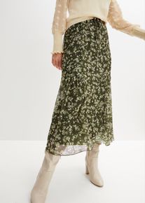 bonprix Mujer, Falda de malla, verde, 48/50