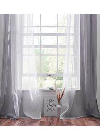 Gardin med resirkulert polyester og fargegradering (2-pack), grå, størrelse 145x144 cm, bonprix