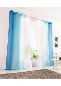 Gardin med resirkulert polyester og fargegradering (2-pack), bl&aring;, st&oslash;rrelse 145x144 cm, bonprix