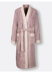 Plantier Dames Badjas in mauve/ecru ,maat 36/38, Witt, 100% Katoen