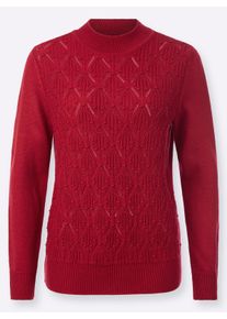 Dames Trui met opstaande kraag in rood ,maat 38, WITT, 100% Polyacryl