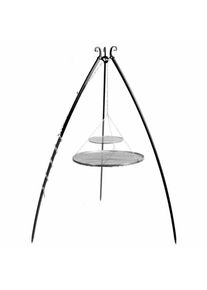 Schwenkgrill, Edelstahl Doppelrost, 200cm Dreibein Grill, 70+40cm Rost