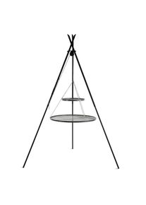 Schwenkgrill Dreibein, 210 cm, Doppelrost, Naturstahl, Gartengrill