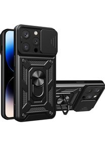 Techsuit - CamShield Series - iPhone 14 Pro Max - Black (Apple iPhone 14 Pro Max), Smartphone H&uuml;lle, Schwarz