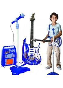 Kruzzel Elektrische Kindergitaar - Met Microfoon en Versterker - Blauw - MP3-ingang