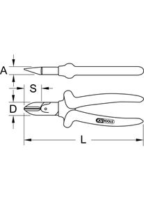 KS Tools, Bolzenschneider + Seitenschneider, ERGOTORQUE Diagonal-Seitenschneider (125 mm)