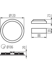 Kanlux, Wandleuchte + Deckenleuchte, LED-Downlight 6W ROUNDA V2LED6W-WW-B 270lm 3000K schwarz 33562 (270 lm)