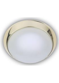 Niermann Stand By, Wandleuchte + Deckenleuchte, Niermann LED 8W Deckenleuchte satiniert Glas Klarrand, Messing poliert, 25cm, warmweiss, Made in Ger