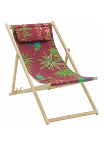 Allibert, Liegestuhl, Liegestuhl Strandstuhl, mehrfach verstellbar, Gestell aus Buchenholz in natur, Fl&auml;chen aus Textil... (120 cm)