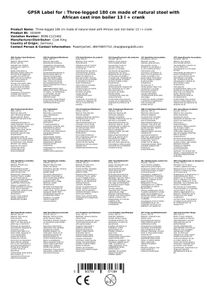 Goulash Kettle Tripod Set, 13L Cast Iron Pot, 180cm Stand