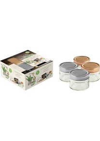 Dosen-Zentrale Hochrandglas Naturkosmetik 4er, Einmachgläser, Silber
