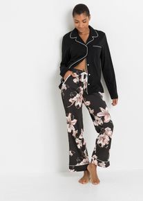 Pigiama con bottoni, Nero, Taglia 54/56 (XL), bonprix