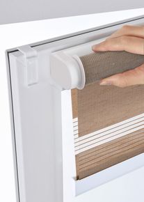 Tenda a rullo doppia effetto lino senza cordicella, Bianco, Taglia 130x45 cm, bonprix