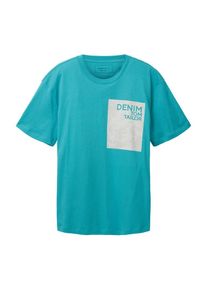 Tom Tailor Denim T-Shirt Herren türkis / hellgrau Größe XS