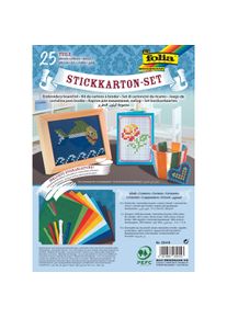 Folia Stickkarton-Set, 175 x 245 mm, 300 g/qm, 25-teilig, Handarbeitsset, Mehrfarbig