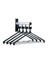 Vaateripustin, sein&auml;&auml;n kiinnitett&auml;v&auml;, 4 koukkua ja 4 henkaria