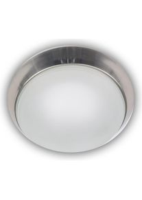 Niermann Stand By, Wandleuchte + Deckenleuchte, Niermann E27 Deckenleuchte satiniert Glas Klarrand, Nickel matt, 30cm, Made in Germany