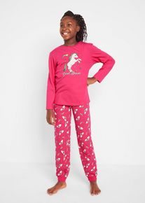 Pyjamas i ekologisk bomull (2 delar) - stark rosa - storlek 164/170 - bonprix