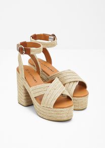 Plat&aring;sandalett - beige - storlek 38 - bonprix