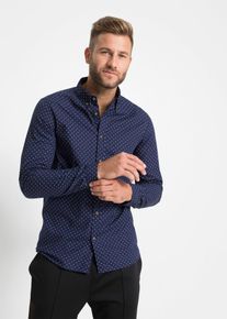 Långärmad skjorta i bomull Slim Fit - blå - storlek 41/42 (L) - bonprix