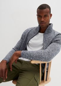Cardigan med st&aring;krage - bl&aring; - storlek 60/62 (XXL) - bonprix