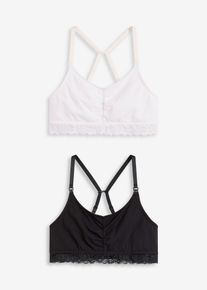 Amningsbehå utan bygel och med ekologisk bomull (2-pack) - svart - storlek 48/50 (XL) - bonprix