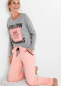 Pyjamas med ekologisk bomull - gr&aring; - storlek 56/58 (3XL) - bonprix