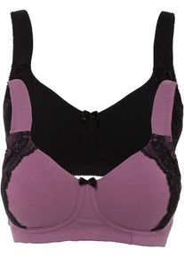 Minimizer-BH utan bygel med ekologisk bomull (2-pack) - svart - storlek 105C - bonprix