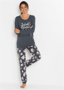 Pyjamas med ekologisk bomull - bl&aring; - storlek 48/50 (XL) - bonprix