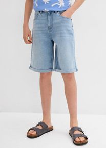 Stretchiga jeansshorts för barn avslappnad passform - blå - storlek 152 - bonprix