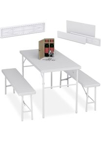 Relaxdays, Gartentisch + Balkontisch, 3-tlg. Bierzeltgarnitur (120 cm)